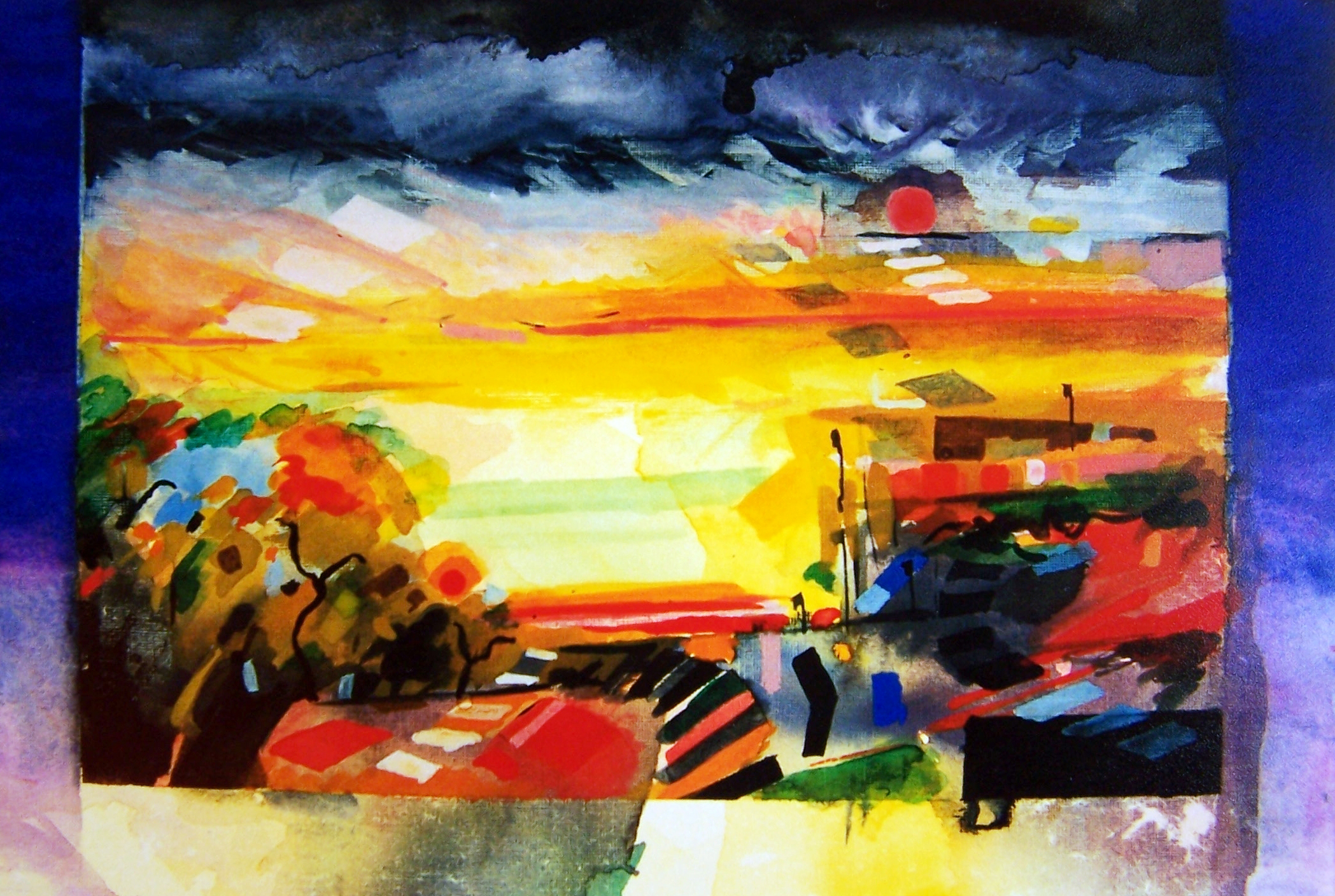 Kağıt üzerine suluboya 'Mavi' 20x30cm 2000